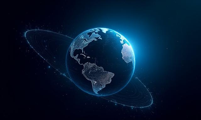 A futuristic visualization of global satellite networks